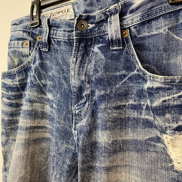 South Pole shorts men's‎ 34x12 blue denim stonewash distressed - Picture 4 of 11